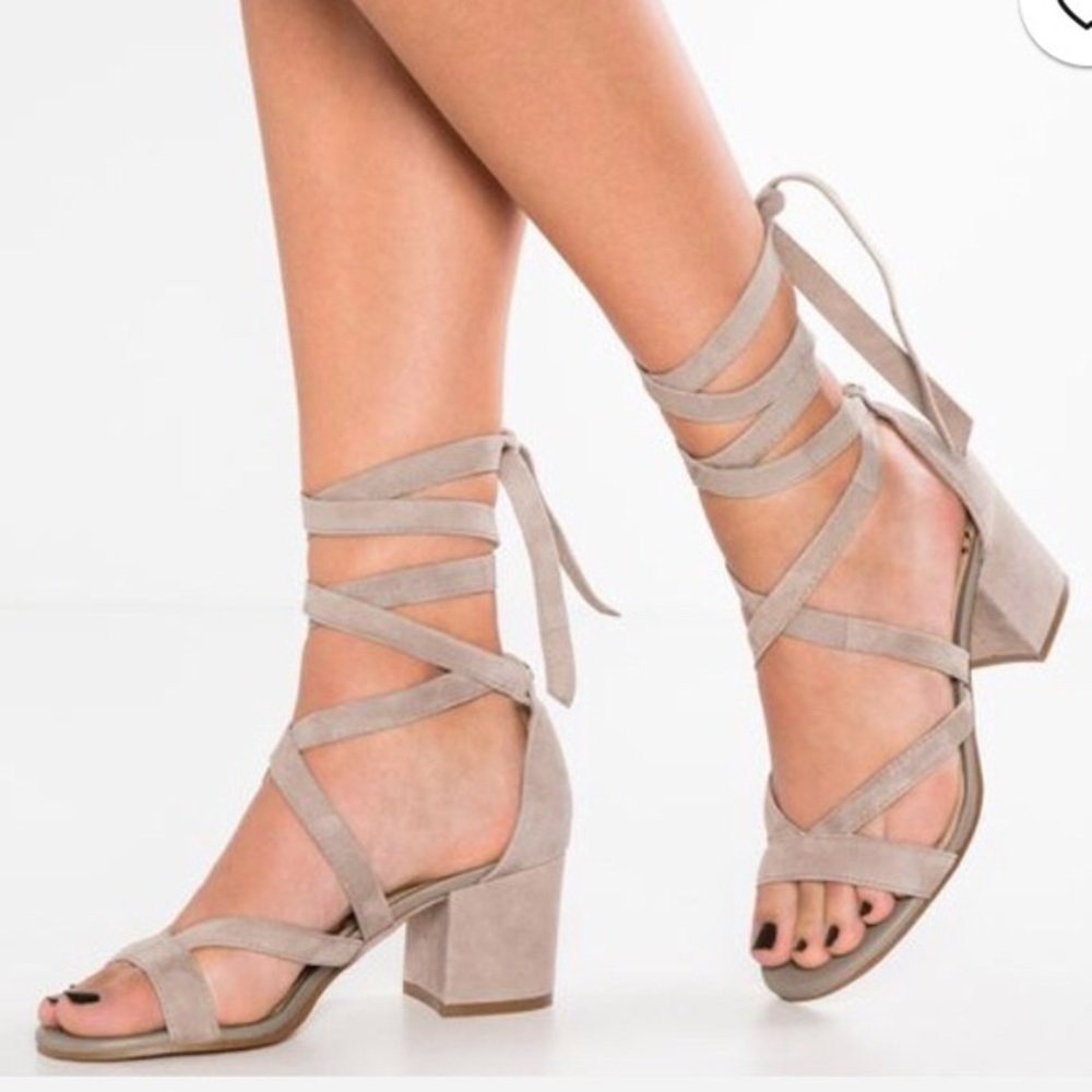 Sam Edelman Sheri Ankle Wrap Tie Suede Sandals - Picture 1 of 5